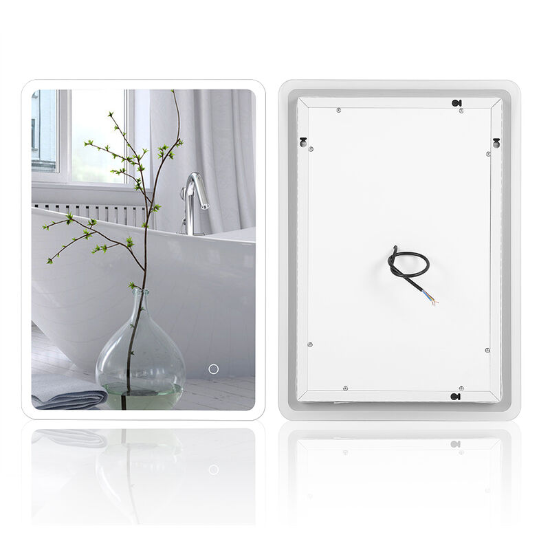 foto del prodotto specchio da bagno, interruttore tattile specchio led, bianco freddo 7050cm haloyo
