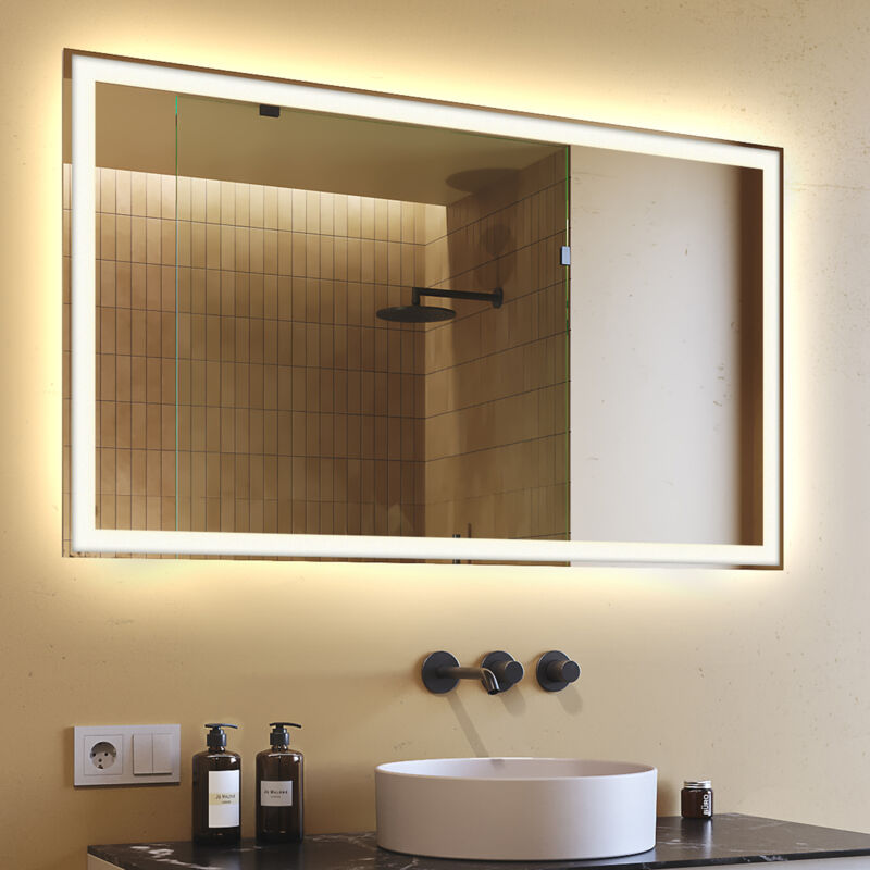 foto del prodotto specchio da bagno led 120x70 specchio illuminato a led con illuminazione led001 