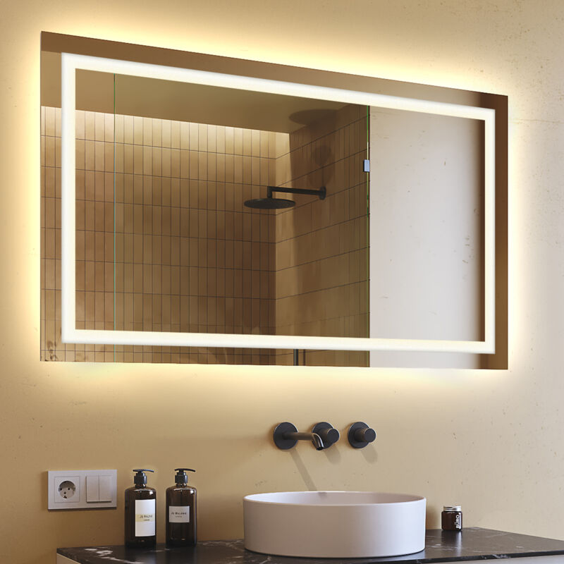 foto del prodotto specchio da bagno led 120x70 specchio illuminato a led con illuminazione led015 