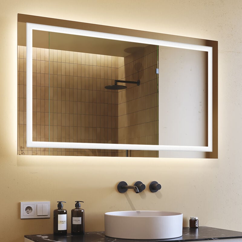 foto del prodotto specchio da bagno led 120x70 specchio illuminato a led con illuminazione led015 bianco freddo 6000k