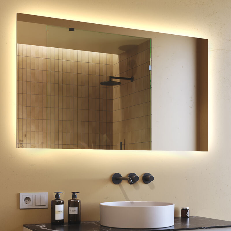 foto del prodotto specchio da bagno led 120x70 specchio illuminato a led con illuminazione led058 