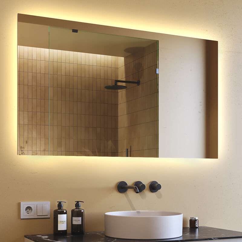 foto del prodotto specchio da bagno led 120x70 specchio illuminato a led con illuminazione led058 bianco caldo 2700k