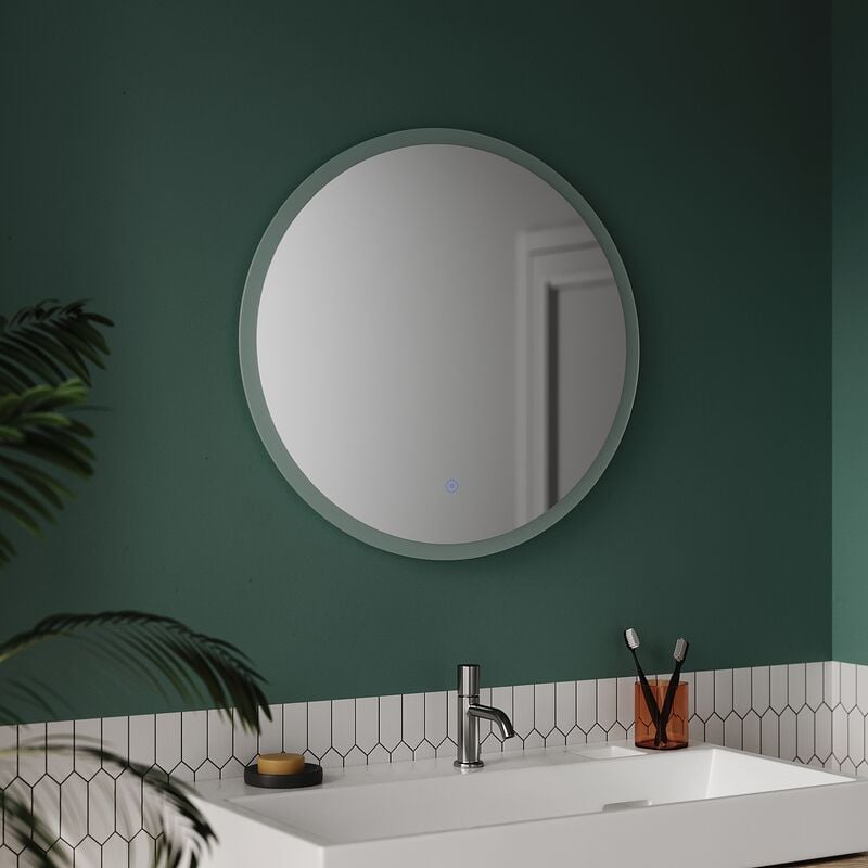 foto del prodotto specchio da bagno led 60 illuminazione touch specchio da parete specchio da bagno tondo con luce bianca fredda touch classe di protezione