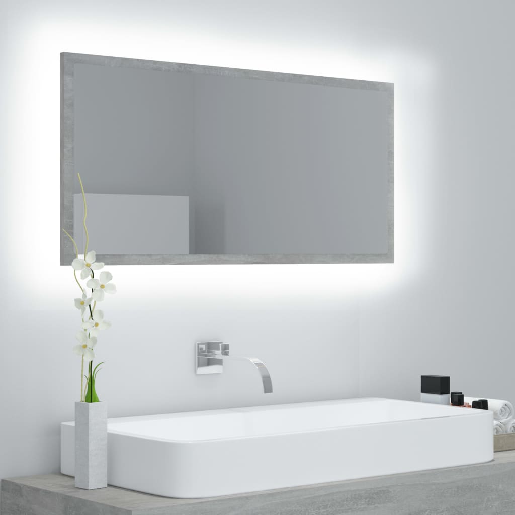 foto del prodotto specchio da bagno led grigio cemento 90x8,5x37 cm in truciolato cod mxl 77014