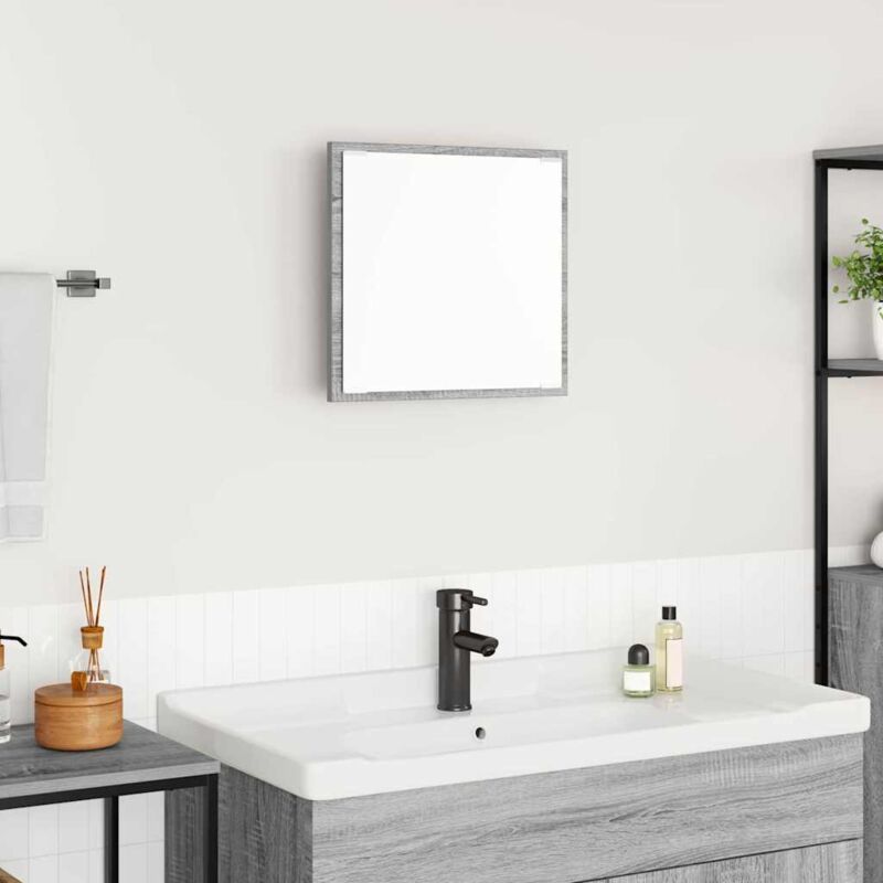 foto del prodotto specchio da bagno led grigio sonoma 40x8.5x37 cm legno ingegnerizzato vidaxl