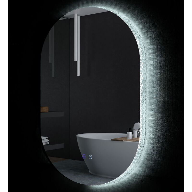 foto del prodotto specchio da bagno led in vetro e alluminio con luminosit regolabile kleankin
