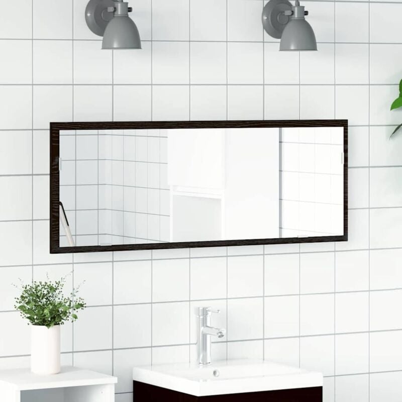 foto del prodotto specchio da bagno led nero rovere 100x8,5x37 cm in legno ingegnerizzato vidaxl