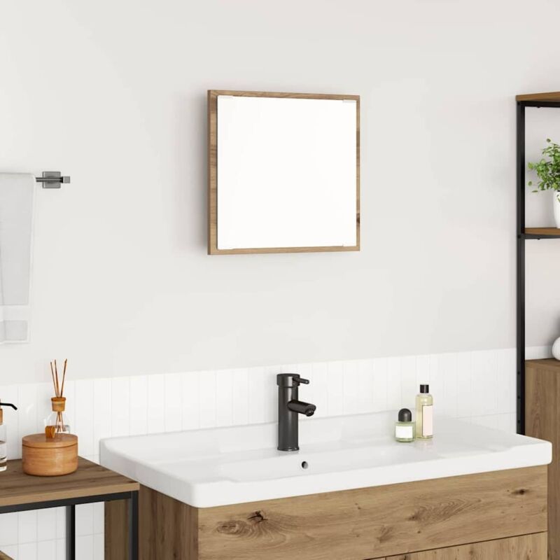 foto del prodotto specchio da bagno led rovere artigianale 40x8.5x37 cm legno ingegnerizzato vidaxl