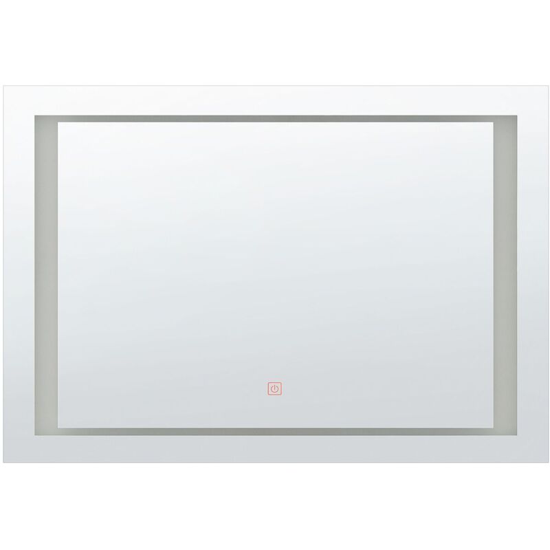 foto del prodotto specchio da bagno moderno rettangolare con luci led 60 x 80 cm argento eyre