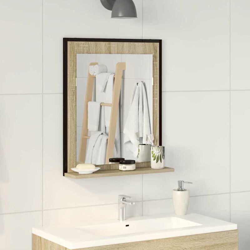 foto del prodotto specchio da bagno nero 50 x 12 x 60 cm legno multistrato - vidaxl