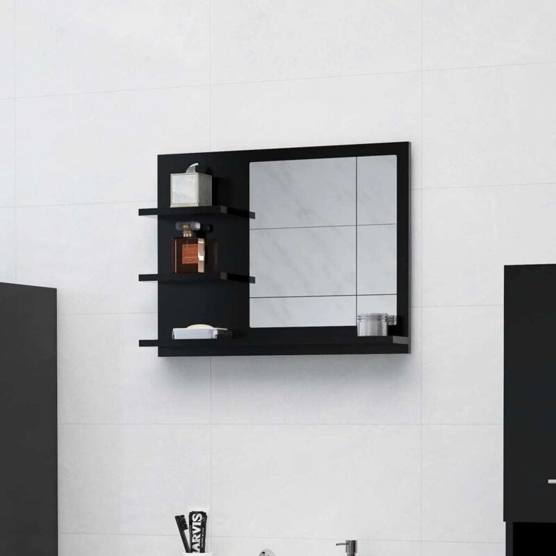 foto del prodotto specchio da bagno nero 60x10,5x45 cm in legno multistrato vidaxl