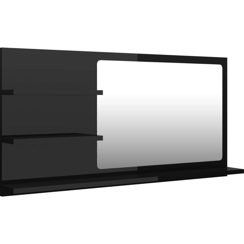 foto del prodotto specchio da bagno nero lucido 90x10,5x45 cm legno multistrato vidaxl