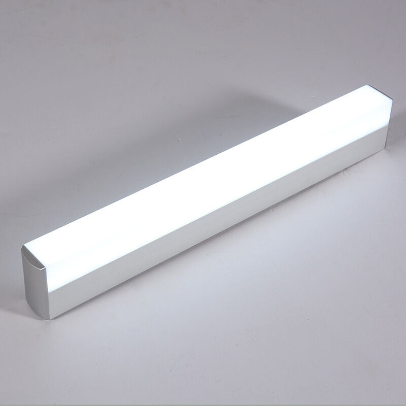 foto del prodotto specchio da bagno quadrato con schermo chiuso, acciaio inox e acrilico, specchio per il trucco, risparmio energetico, alta luminosit , led, 55 cm,