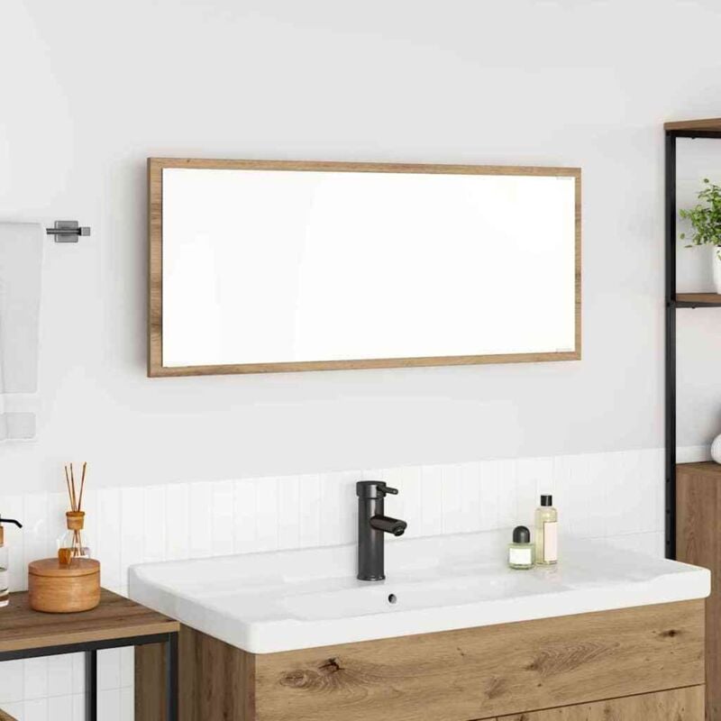 foto del prodotto specchio da bagno quercia artigianale legno ingegnerizzato, vetro vidaxl