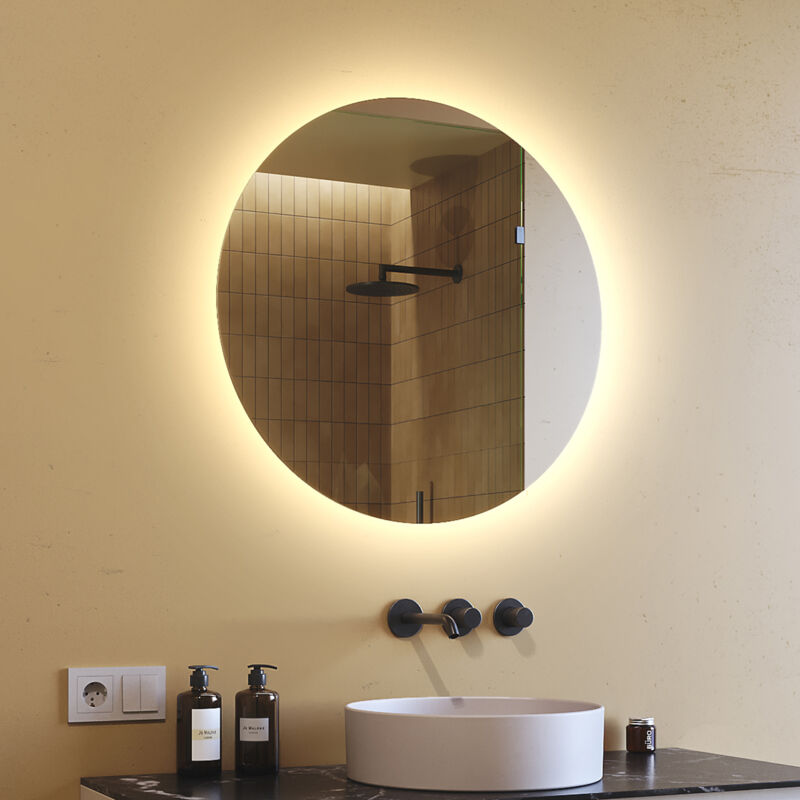 foto del prodotto specchio da bagno rotondo led 70 cm specchio illuminato a led con illuminazione led082 