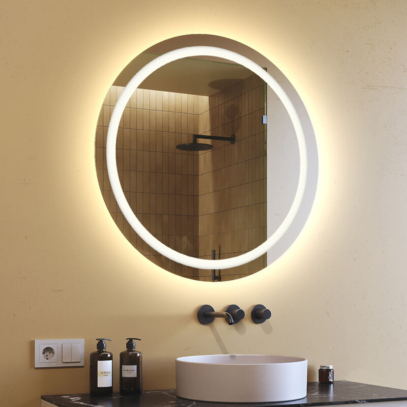 foto del prodotto specchio da bagno rotondo led 80 cm specchio illuminato a led con illuminazione led033 