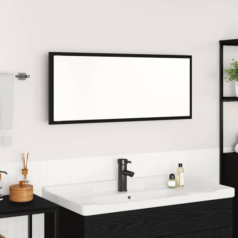 foto del prodotto specchio da bagno rovere nero vetro, mdf grande specchio vidaxl
