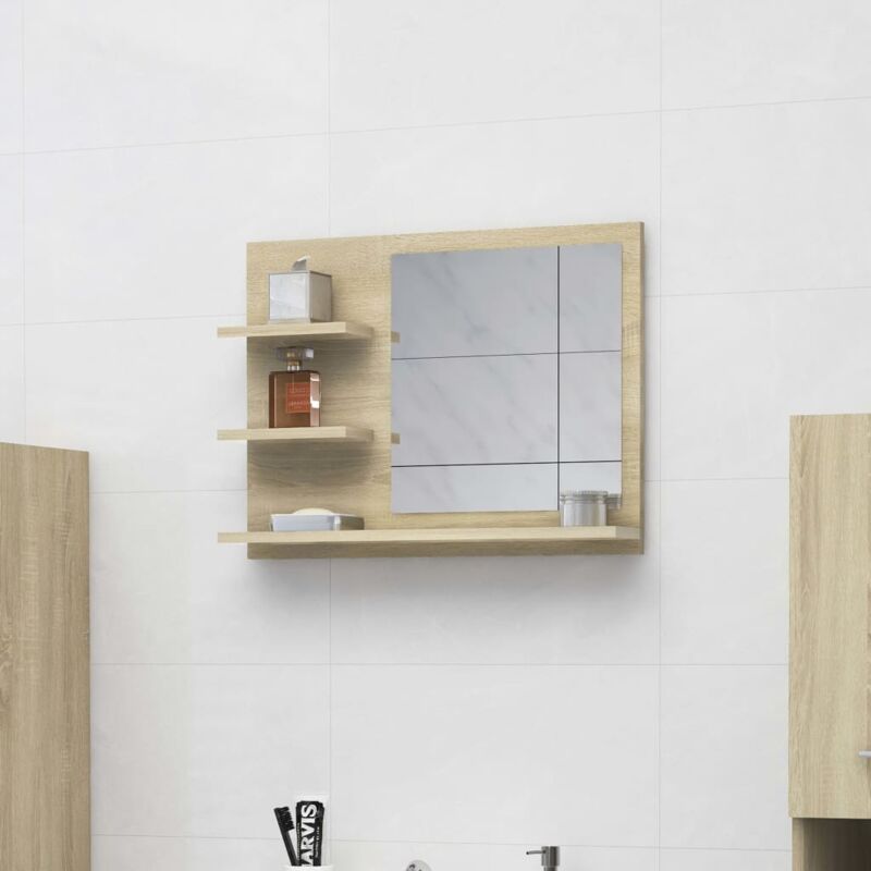 foto del prodotto specchio da bagno rovere sonoma 60x10,5x45 cm legno multistrato vidaxl