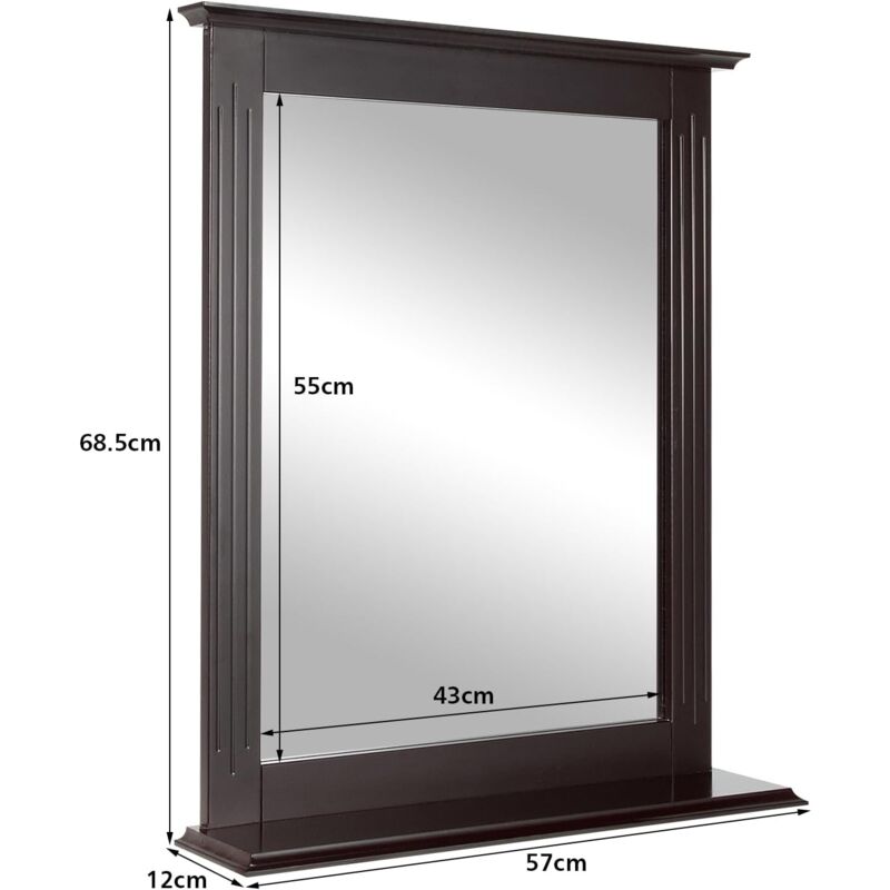 foto del prodotto specchio da bagno, specchio da parete con cornice, specchio trucco, 57 x 12 x 68,5 cm marrone goplus