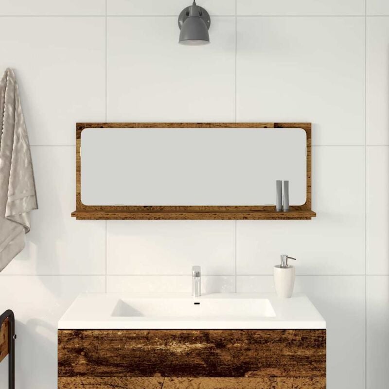 foto del prodotto specchio da bagno vidaxl in legno invecchiato 90x10,5x37 cm