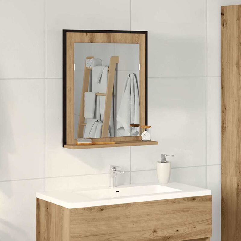 foto del prodotto specchio da bagno vidaxl in rovere artigianale 50x12x60 cm in legno ingegnerizzato