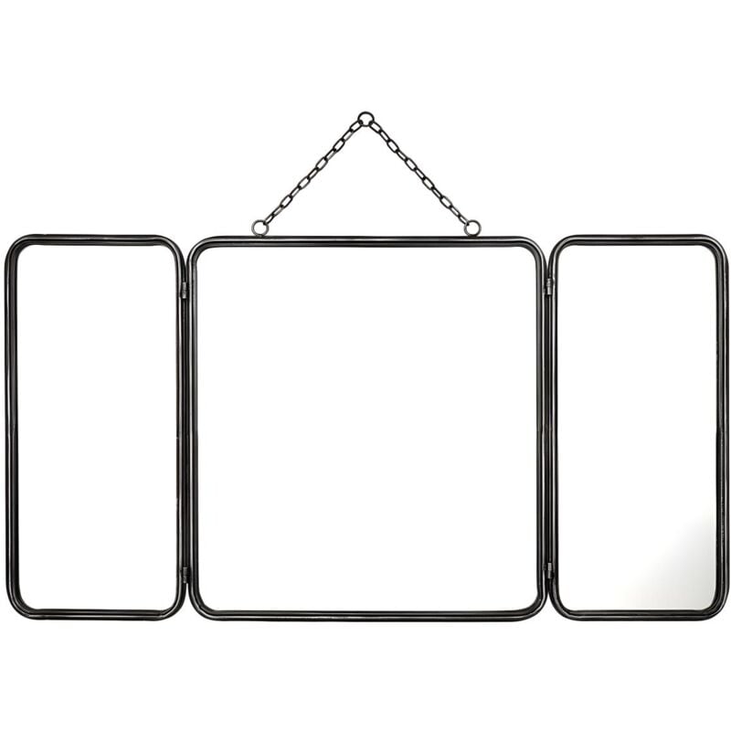 foto del prodotto specchio da barbiere vintage l. 60 x h. 112 cm - grigio metallizzato vintage - cerrone
