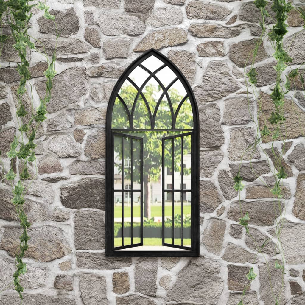 foto del prodotto specchio da giardino nero 100x45 cm in ferro per uso esterno
