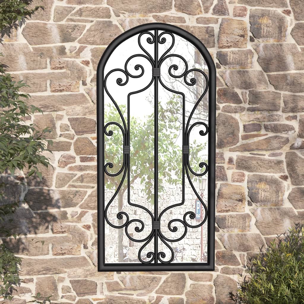 foto del prodotto specchio da giardino nero 100x45 cm in ferro per uso esterno cod mxl 67618