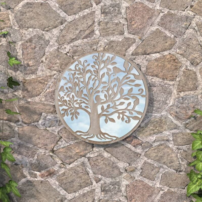 foto del prodotto specchio da giardino sabbia 40x2,5 cm in ferro rotondo esterno vidaxl