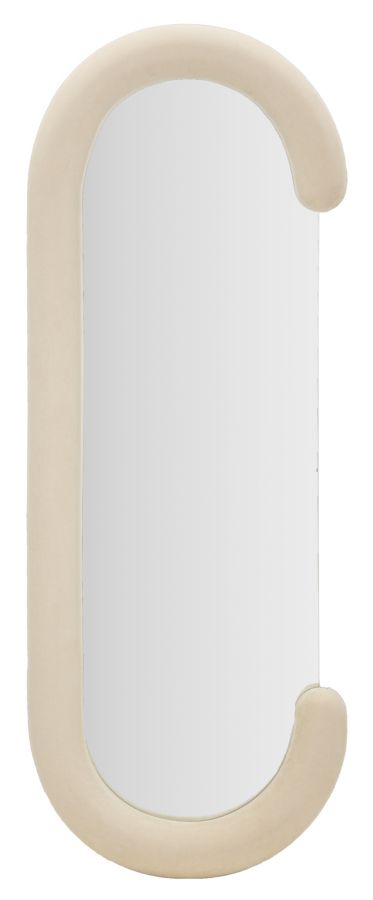 foto del prodotto specchio da muro cornice in velluto crema 60x7x160cm chantal
