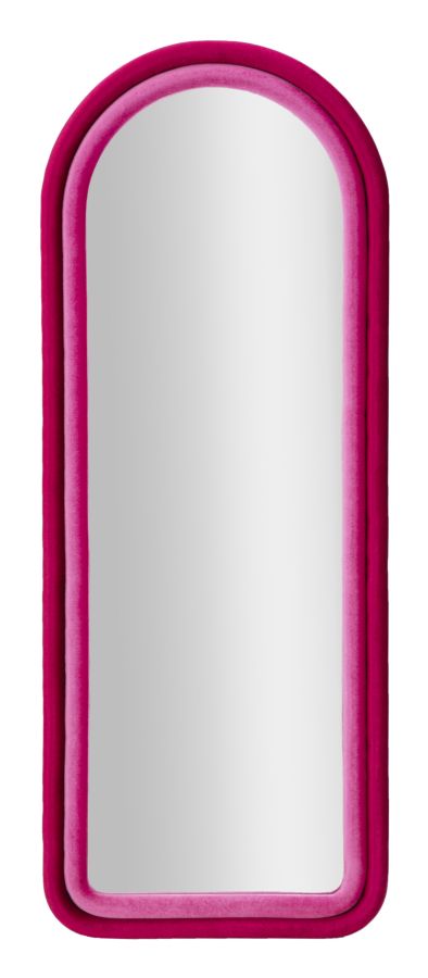 foto del prodotto specchio da muro cornice in velluto fuxia 60x4x160cm cloe
