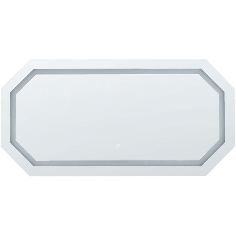 foto del prodotto specchio da muro ottagonale con led 120 x 60 cm stile moderno contemporaneo bagno illuminazione
