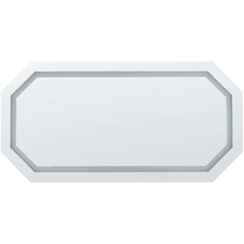 foto del prodotto specchio da muro ottagonale in argento con led 120 x 60 cm locmariaquer