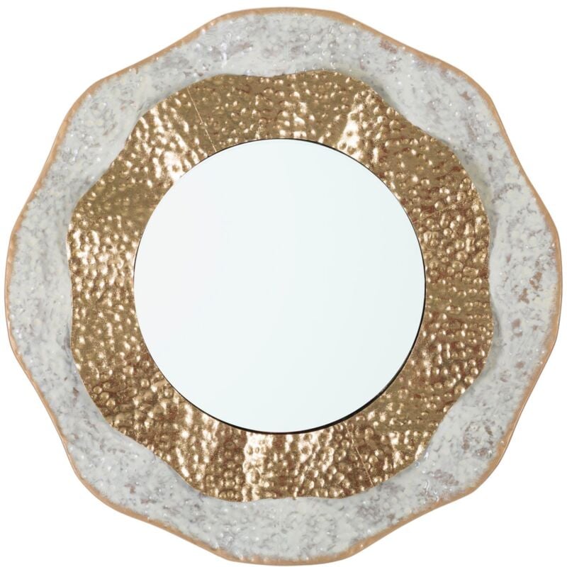 foto del prodotto specchio da muro shai light 54,5x4,5 cm in ferro e mdf oro e crema