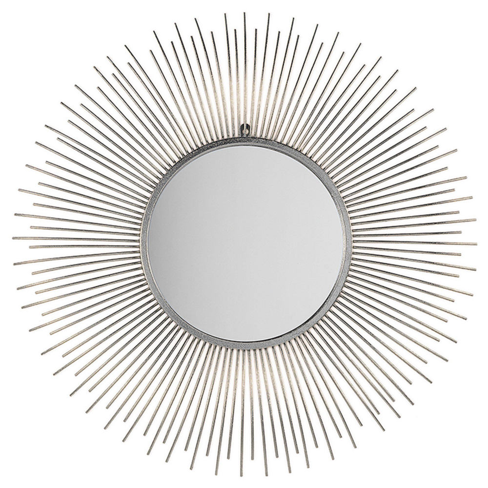 foto del prodotto specchio da parete a forma di sole argentato rotondo da 80 cm a forma di sole