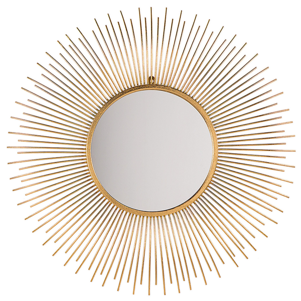 foto del prodotto specchio da parete a forma di sole rotondo dorato da 80 cm a forma di sole