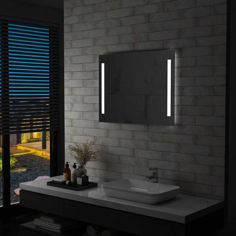 foto del prodotto specchio da parete a led per bagno 80x60 cm cod mxl 67754