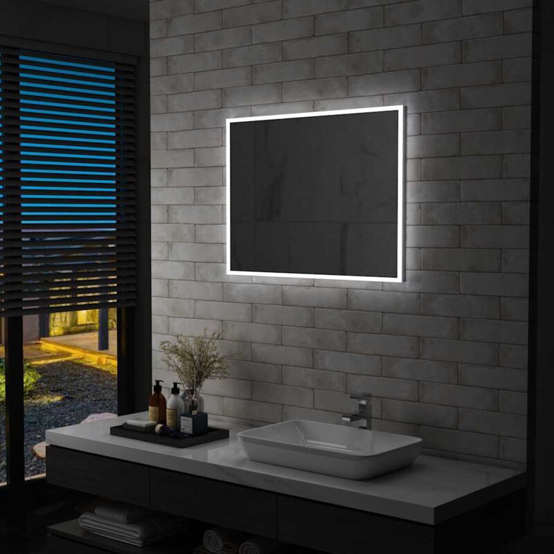 foto del prodotto specchio da parete a led per bagno 80x60 cm vidaxl