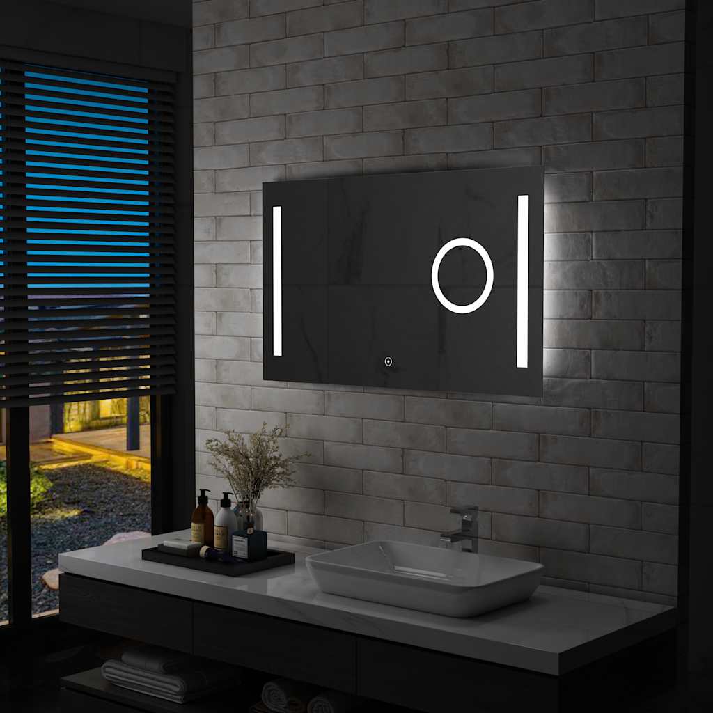 foto del prodotto specchio da parete a led per bagno con sensore tattile 100x60cm cod mxl 67716