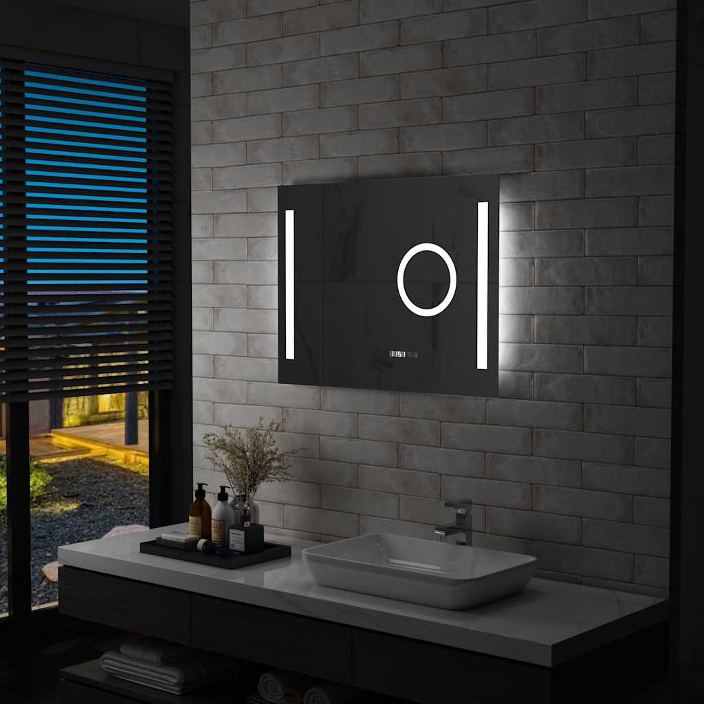 foto del prodotto specchio da parete a led per bagno con sensore tattile 80x60cm cod mxl 48392