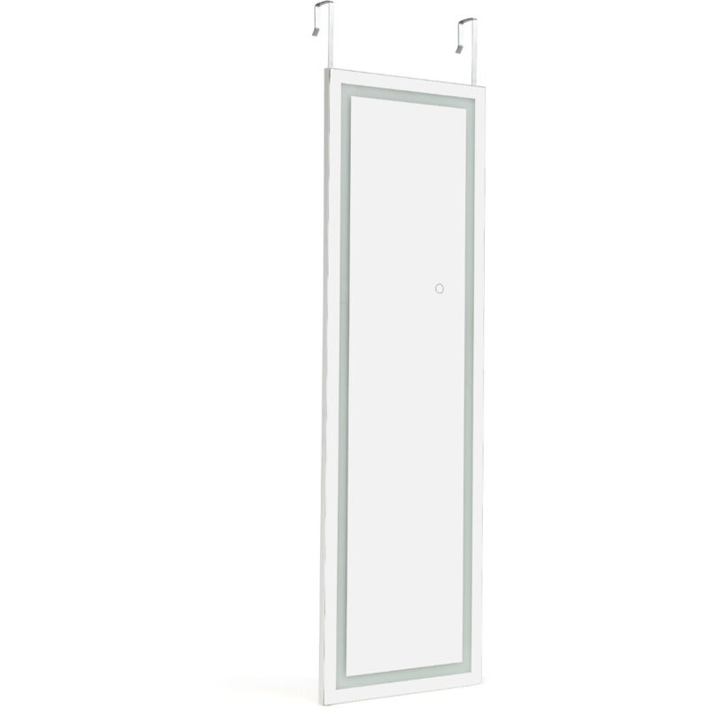 foto del prodotto specchio da parete a led specchio a figura intera illuminato in 3 colori cornice mdf 120 x 37 cm bianco