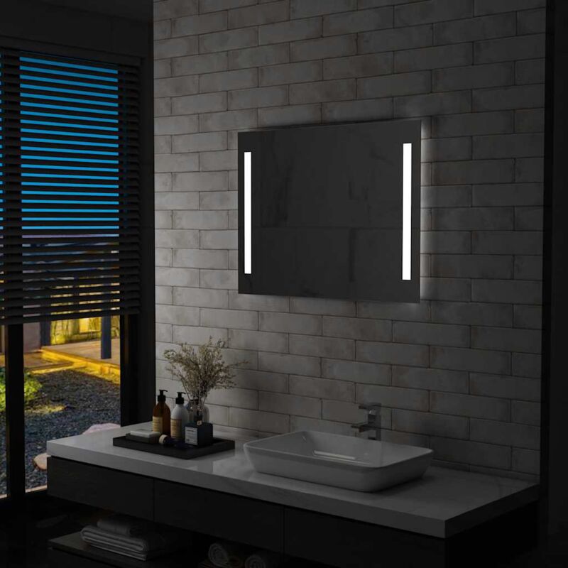 foto del prodotto specchio da parete a led stile ricercato per bagno varie misure dimensioni 80 x 60 cm