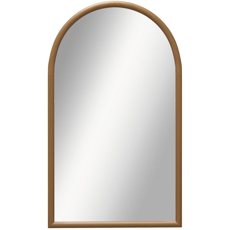foto del prodotto specchio da parete ad arco 65x110 cm cornice in legno marrone scuro