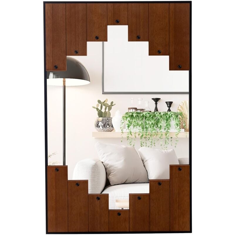foto del prodotto specchio da parete, appendere in orizzontale o in verticale, cornice a forma di tasto di pianoforte, specchio rettangolare, per soggiorno, bagno,