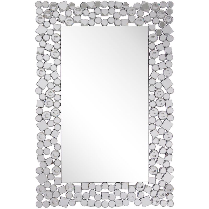 foto del prodotto specchio da parete argentato rettangolare accessorio moderno 60x90 cm mernel