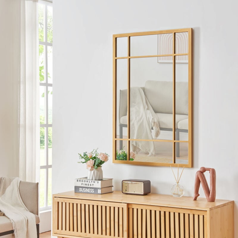 foto del prodotto specchio da parete colobraro 90 x 60 cm rettangolare color oro en.casa 