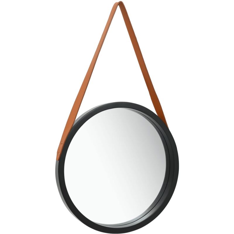 foto del prodotto specchio da parete con cinghia 40 cm nero vidaxl