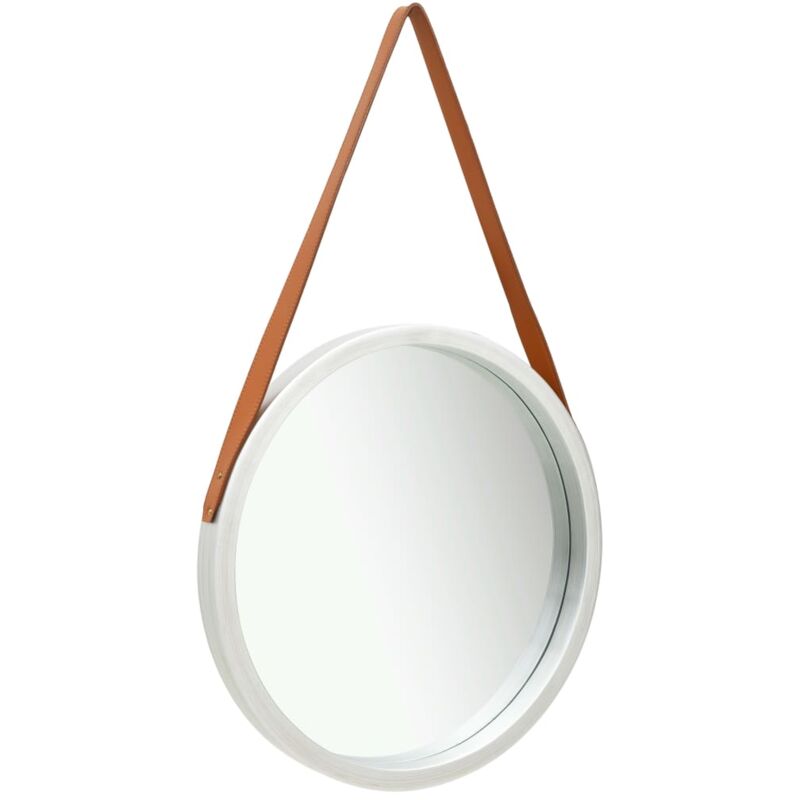 foto del prodotto specchio da parete con cinghia 50 cm argento vidaxl