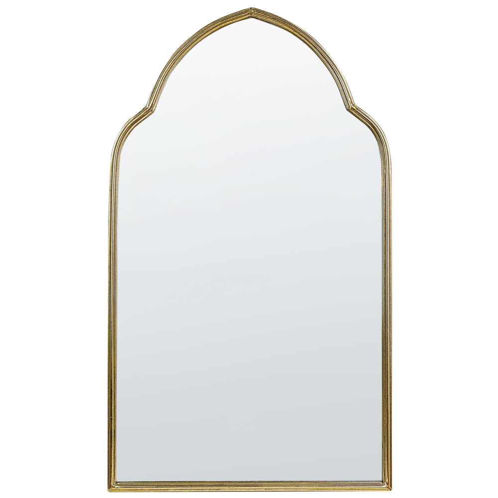 foto del prodotto specchio da parete con cornice in metallo dorato 58 x 104 cm, pezzo decorativo fatto a mano per il soggiorno glamour