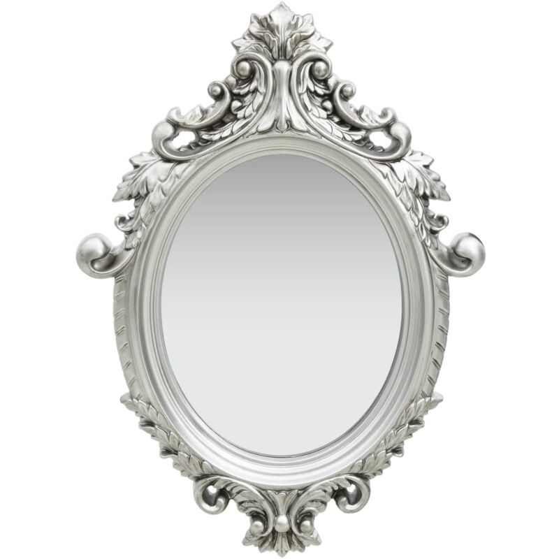 foto del prodotto specchio da parete con cornice ornamentale stile castello 56x76 cm vari colori colore argento